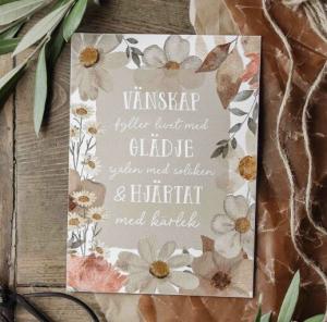 Kort "Vänskap", blommotiv - Majas lyktor/ Barncancerfonden