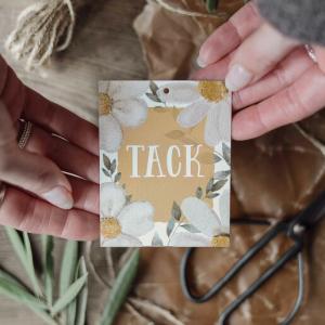 Kort "Tack", blommotiv - Majas lyktor/ Barncancerfonden