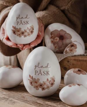 Floral Decor Ägg "Glad Påsk", (stående) - Majas lyktor/ Barncancerfonden
