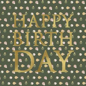 Kort Happy Birthday (flerfärgad, folierad text)