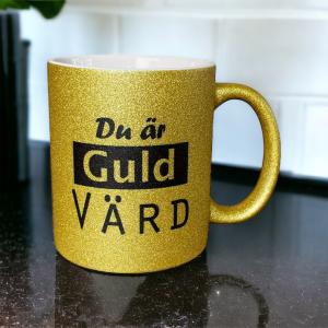 Mugg "Du är guld värd", guldglittrig - Presenteriet