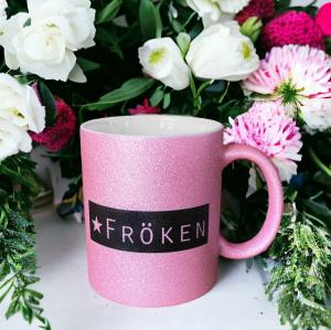 Mugg "Fröken", rosaglittrig - Presenteriet