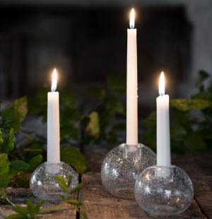 Glasljusstake rund, klarglas (bubblig) - Ernst Kirchsteiger