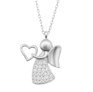 Silverhalsband 42cm med ängel Doppresent