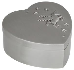 Smyckeskrin hjärta med enhörning Doppresent