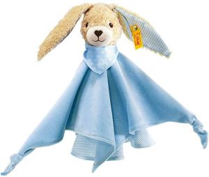 Snuttefilt Hoppel Kanin, blå (ekologisk), 28cm - Steiff nalle Doppresent